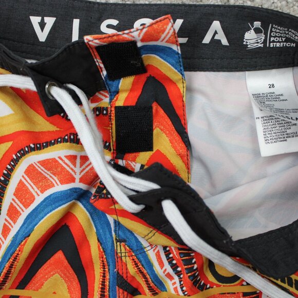 Vissla Dredges Boardshorts Mens 28 Orange & Blue Swim Trunks Drawstring Stretch - Picture 9 of 14